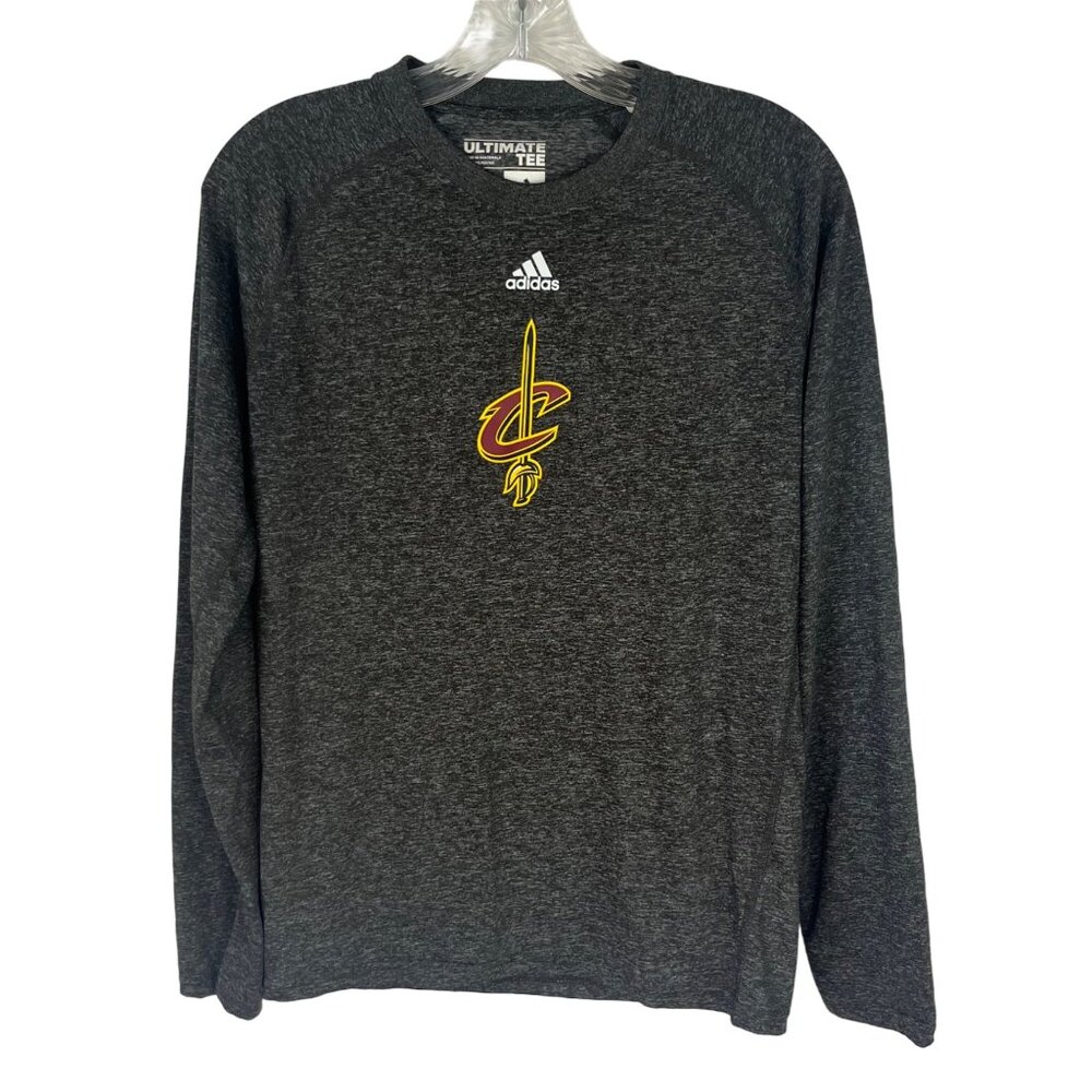 Adidas Cleveland Cavaliers Long Sleeve Tshirt Mens Small Gray Fanwear NBA